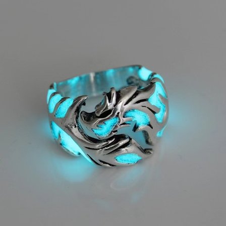 Snygg Justerbar Luminous Punk Retro Luminous Dragon Ring Smycke för Män