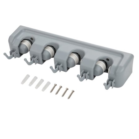 Mopp- och kvasthållare Rack Väggmonterad Verktygsförvaringsorganisatör Hemmabruk 4 Positioner 5 Krokar