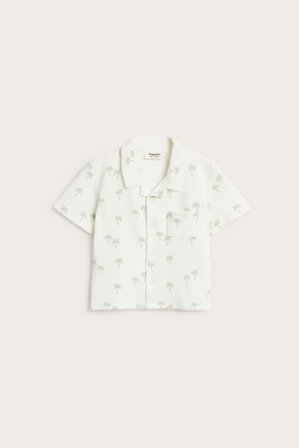 Kappahl | Kortermet skjorte med palmer Offwhite 56 | Baby