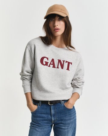 GANT Damen Graphic Rundhals-Sweatshirt (M) Schwarz Grau