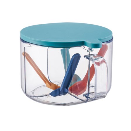 Grønn kjøkkenoppbevaringstilbehør krydderforseglet krukke med skje