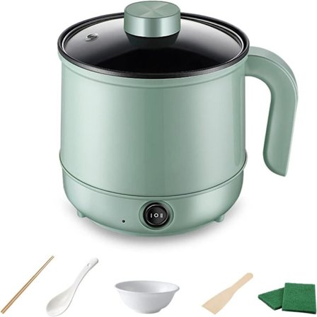 Multifunktionel elektrisk kogegryde, mini elektrisk dampkoger, meget velegnet til nudler/pasta/æg/suppe/bøf (grøn) green—yux