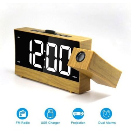 Projektionsväckarklocka med temperaturvisning Dubbellarm Inomhus Utomhus Kompatibel med Philips Creative Sängväckningsverktyg