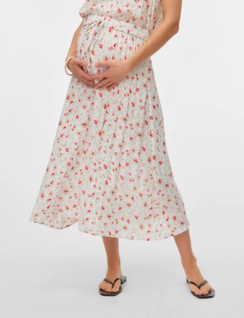 Mamalicious Mlora Wo Midi Skirt Hw - White - M