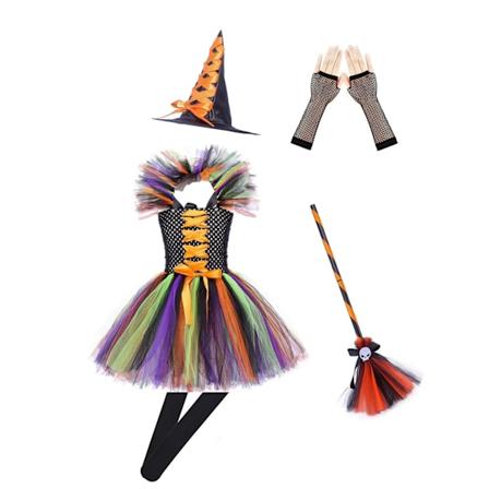 Jenteheks Tutu-kjole Lilla Rosa S-XXL for Halloweenfest og Opptreden M/100cm colorful