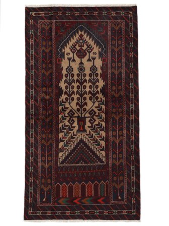 Oriental Baluch Rug 95X192 Black/Brown Wool, Persia