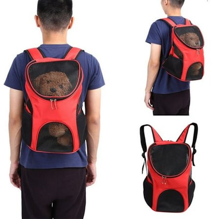 Udendørs dobbelt skuldertaske til kæledyrsrejse hund kat bærer mesh vindue