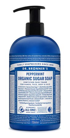 Dr. Bronner's Organic Sugar Soap Peppermint 710 ml, Skincare, Kropspleje, Bodyshampoo