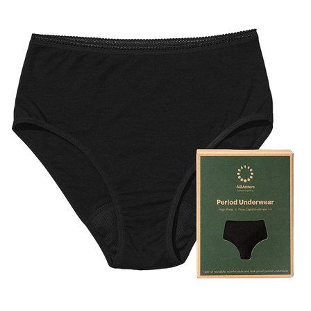 AllMatters Menstruationstrusse High Waist Let/Moderat Sort XXL, Tøj & Bolig, Dametrusser, Menstruationstrusser