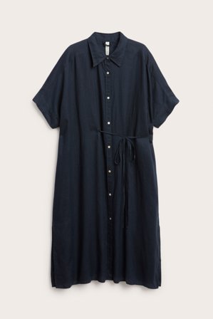 Kappahl | Sukienka koszulowa z lnu Ciemnoniebieski L | Ciemnoniebieski
