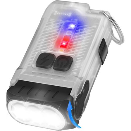 2025 Siste Modell V15 Mini Nøkkelring LED Oppladbar Lommelykt, Små EDC Lommelykter Kraftig 1200 Lumen, COB Lomme Magnetisk Rød Blits