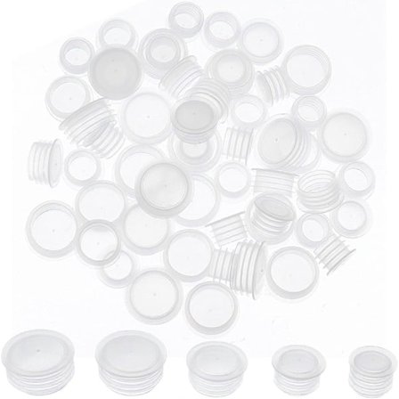 100 stk. 5 størrelser plast salt- og pepperbøssestopper 7/16 til 3/4 tommer vinkorkerstatning plugg flaskebøssehetter gjenbrukbare klare runde