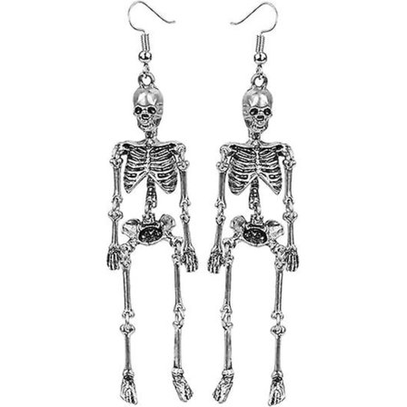 Långa Hängande Skelettörhängen för Kvinnor - 3-1/2 Tum - Ultralätta - Bly- och Nickelfria - Halloween Kostymtillbehör