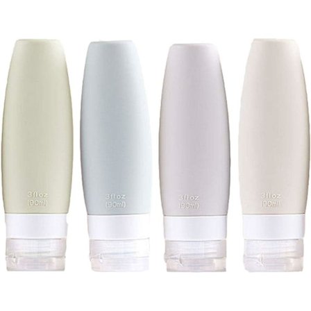 Tom silikonflaska reseflaskor 4 delar set för parfym, schampo, lotion, tvålschampo etc - (90 ml kapacitet)