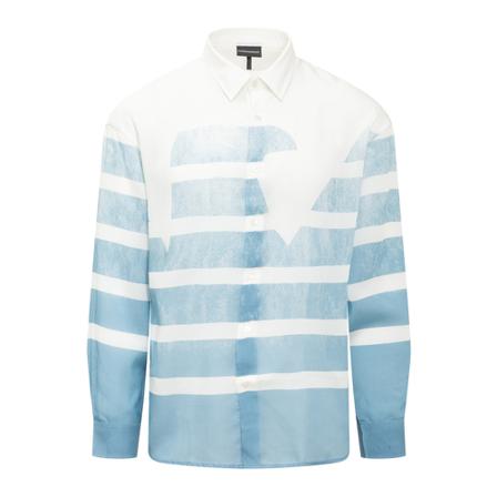 Emporio Armani, Casual Shirts Blauw, Heren, Maat:XS,gestreept