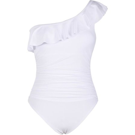 Kvinders badedragt i ét stykke med én skulder, asymmetrisk badedragt med flæser