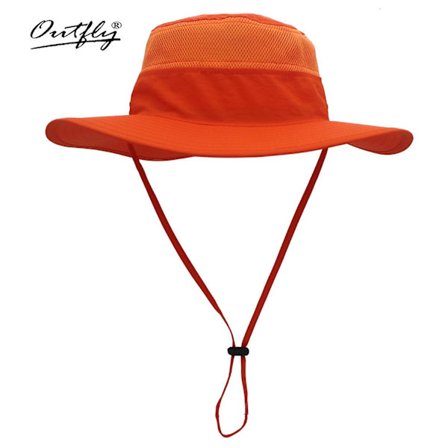 Unisex bredbremmet solhatt, utendørs Upf 50+ vanntett Boonie-hatt sommer UV-beskyttelse solcaps(oransje)