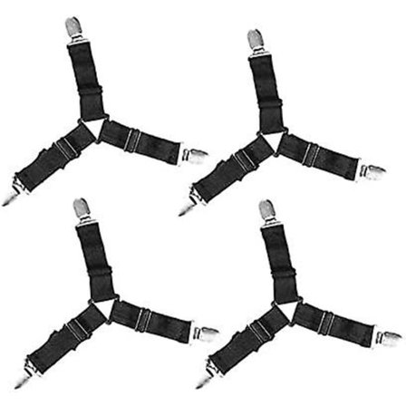 Strækbar Sengelinnedholder 4 stk., justerbar Sengelinned Fastgørere Elastiske Trekant Suspenders Gripper Støttebånd Klip Til Sengelinned, Sofa Pude, 