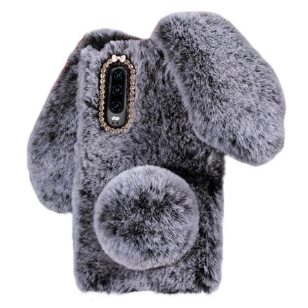 Fluffy Rabbit Huawei P30 skal - Silver/Grå