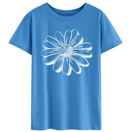 Dam T- Printed Casual Blus Kortärmad Topp,