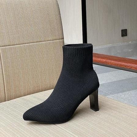 Mode kvinnor med spetsiga tågarn Elastiska ankelstövlar Black 35