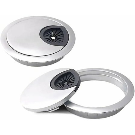 2 st runda infällda kabelgenomföringar för skrivbordshål för skrivbord