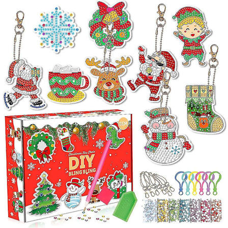 Julekalender 2022 24 Dager Nedtelling DIY Diamantmaling Håndverk Nøkkelring Blindboks Barn Jenter Julegaver