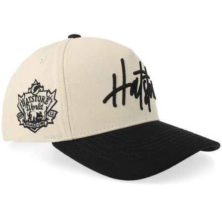 Hatstore - Beige adjustable Keps - Script Stone/Black A-frame Adjustable @ Hatstore