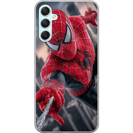 Kompatibel Mobilcover til Samsung Galaxy A34 Dynamisk Spider-Man-illustration i action-perspektiv, superheltetema med bevægelsesenergi og cinematisk f