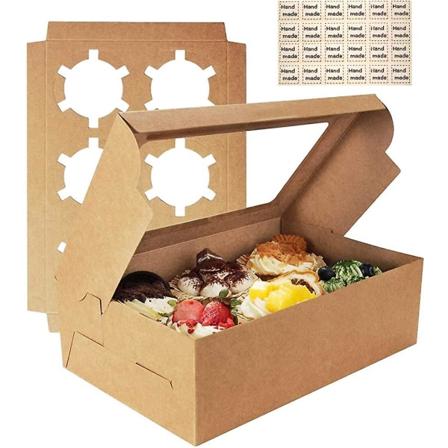10-pack Cupcake-lådor med fönster och insatser för 6 standardcupcakes, cake box