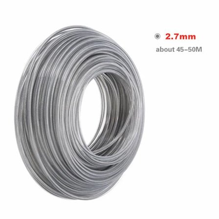 Ståltråd Grästrimmer Stålrep Trädgårdsredskap Gräsklippare Trimmer Gräsklippare Strömkablar Linjer Röjsåg 3mm/2.7mm Grå