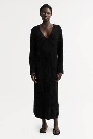 Soft Goat - Cable Knit Dress - L - Black