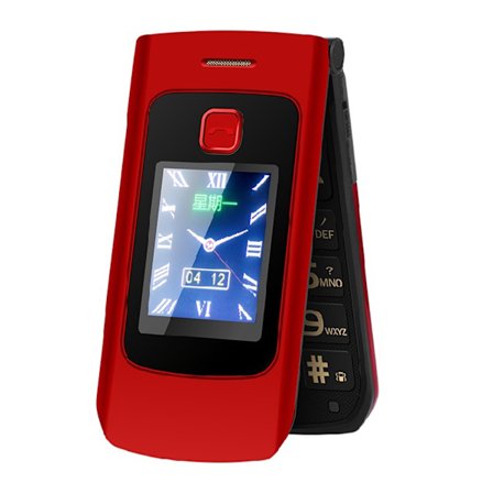 F301 Flip Mobiltelefon for Seniorer Dobbel Skjerm Store Knapper Høy Volum Dobbel SIM Lang Standby 100-240V