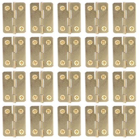 20 stk små hengsler til fuglehus, hengsler i jern, sammenleggbare hengsler, erstatningstilbehør (2,4 x 1,8 cm, gult)