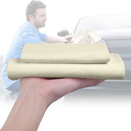 2 stk Supermyke Naturlige Semsket Skinn, Anti-Ripe Tørke-/Poleringsklut (2 Størrelser)_tfrf