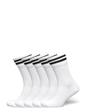 ZEBDIA 5-Pk Tennis Socks With Stripes - White - 39-42