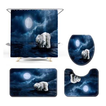 Djurserie tryckt toalettgolvmatta fyrdelad halkfri badrumsmatta set, A04