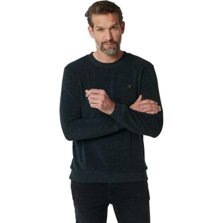 No Excess Trui crewneck melange structure greenish black , Groen , Heren , Maat: L