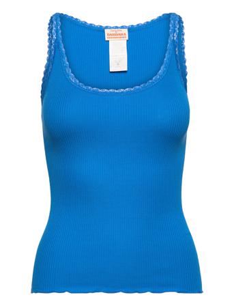 Cotton Top Regular W/ Lace Top Ærmeløs Top Blå Barbara Kristoffersen By Rosemunde