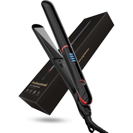 2-i-1 Krølltang og Rettetang Svart 140-200 Grader Celsius Rask Oppvarming 10 Sekunder LCD-Skjerm Profesjonelt Hårstylingsverktøy