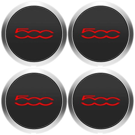 4 stk. 133mm hjulkapsel kompatibel med Fiat 500 hjul senter navkapsler sett 68078419AC 68078421AC støvdeksel 51884863-Perfet