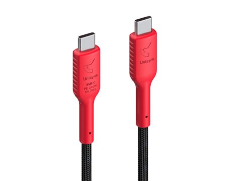 UNISYNK - USB-kabel - USB-C (hann) til USB-C (hann) Data Blocker, Safe Charge - rød