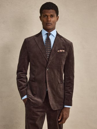 John Henric Men's Dunkelbrauner Kordanzug Size