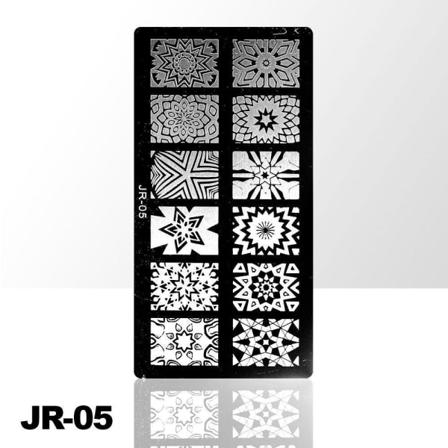 Stämpelplatta - Nageldekorationer - Jr-05 - Rektangel Metall Utseende