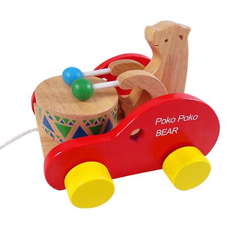 Cartoon Animal Walker Pulling Bear Drum Rope Tractor Toddler Baby Enlightenment Educational Toys