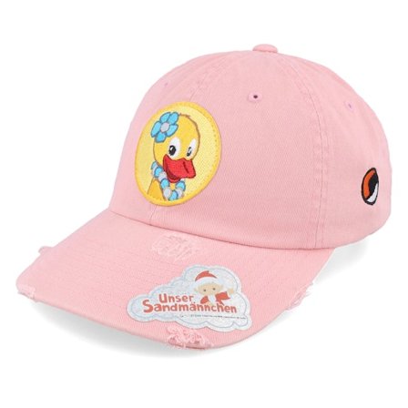 Unser Sandmännchen - Schnatterinchen round Patch Pink Destroyed Dad Cap Unconstructed Pink Cap - @ Hatstore