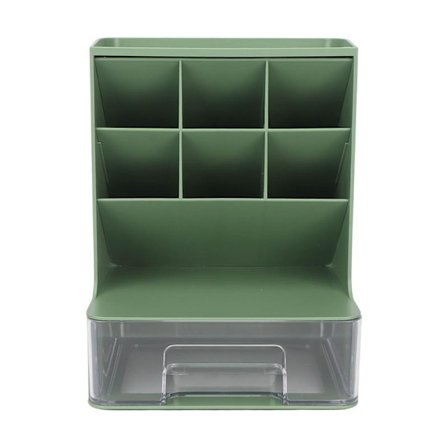 Storage Box Slanted Design Large Capacity Plastic Pen Holder Organizer Desk Storage Shelf Clear Green