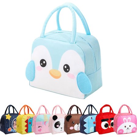 Madpakke til børn, piger, drenge, studerende, genanvendelig tegneserie-isoleret madkasse, små foldbare vandtætte madpakker