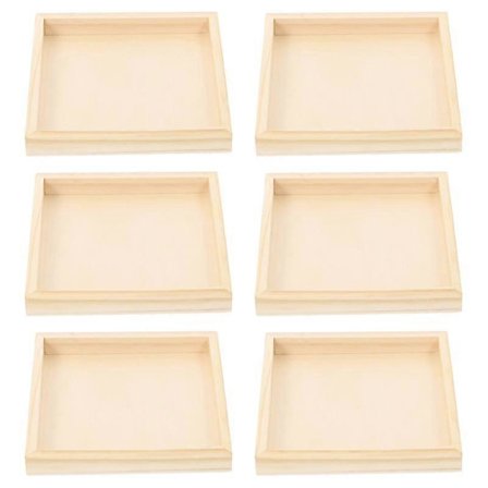 6 st Träfärg Sexsidig Målarbricka (Enkel Bricka Utan Sexsidig Målning) Pusselbord Sorteringsbrickor Stapelbara