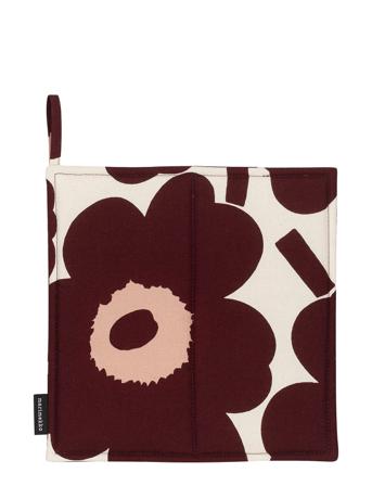 Pieni Unikko Pot Holder Home Textiles Kitchen Textiles Oven Mitts & Gloves Burgundy Marimekko Home